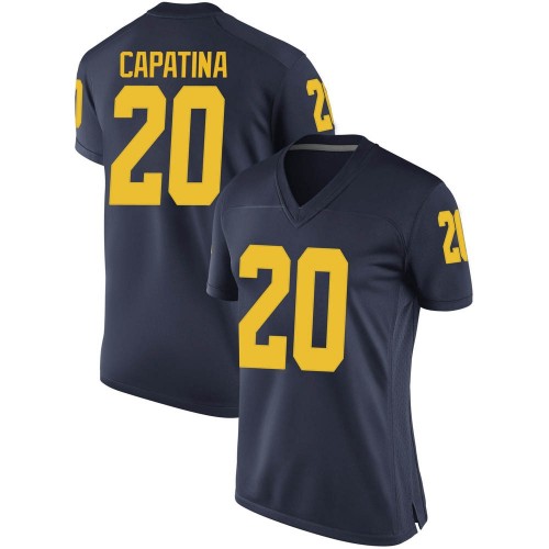 Nicholas Capatina Michigan Wolverines Women's NCAA #20 Navy Game Brand Jordan College Stitched Football Jersey VJV3554WT